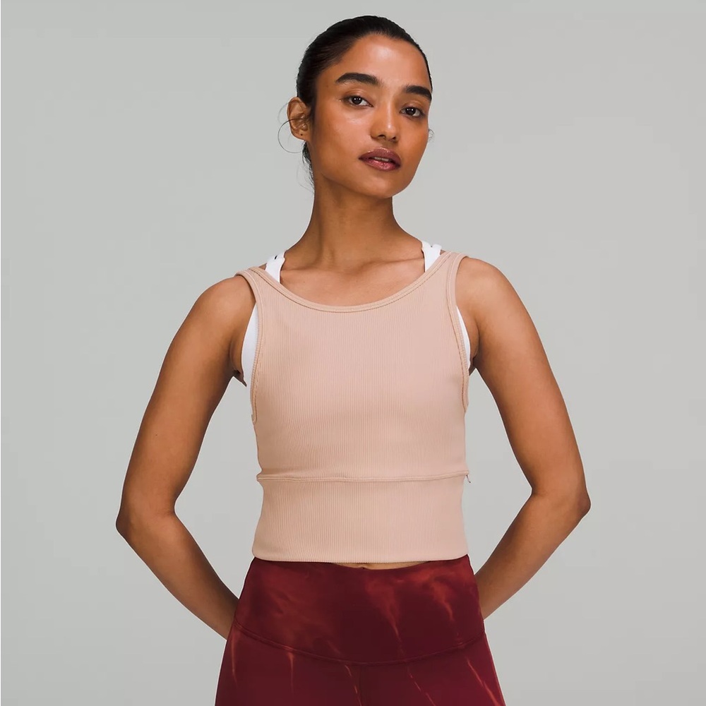 Lululemon Power Pivot Ribbed Tank Top – Pink Clay
